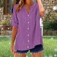 thumbnail image 1 of Horkkom Button Up Shirt Women Spring Summer V Neck Short Sleeve Tops Striped Print Loose Casual Tops XL, 1 of 5