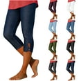 thumbnail image 1 of Horkkom Capri Jeans for Women Solid Color Stretch High Waisted Jean Leggings Casual Denim Leggings M, 1 of 10