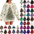 thumbnail image 1 of Horkkom Christmas Sweaters for Women Funny Santa Claus Graphic Sweatshirts Holiday Party Christmas Sweatshirts S, 1 of 6