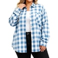 thumbnail image 1 of Horkkom Cotton Button Down Shirts for Women Loose Long Sleeve Plaid Print Flannel Shirts Casual Fall Lapel Tops with Pockets XXXXXL, 1 of 4