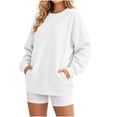 thumbnail image 1 of Horkkom Crew Neck Sweatshirts Women Casual Oversized Solid Color Tops Fall Loose Pullover Sweatshirts with Pockets L, 1 of 7