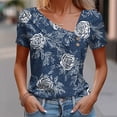 thumbnail image 1 of Horkkom Dress Shirts for Women Spring Summer V Neck Short Sleeve Blouses Floral Print Dressy Business Casual Tops M, 1 of 5