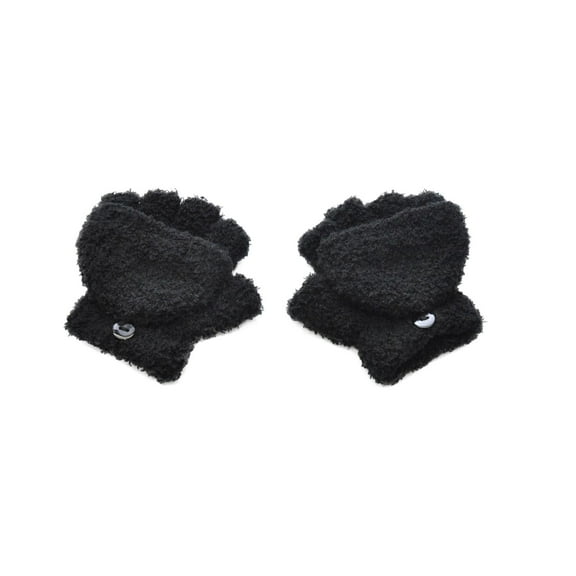 Horkkom Fingerless Gloves Kids Knitted Button Winter Gloves Soft Solid Color Toddler Mittens for Little Boys and Girls