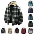 thumbnail image 1 of Horkkom Flannel Hoodie for Men Fleece Warm Zip Up Hoodie Casual Soft Winter Jacket with Pockets L, 1 of 6