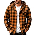 thumbnail image 1 of Horkkom Flannel Hoodie for Men Loose Button Up Flannel Shirt Casual Plaid Print Shirt with Pockets S, 1 of 5