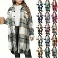 thumbnail image 1 of Horkkom Flannel Shirt Women Button Down Plaid Shirts Jacket Casual Loose Shacket Long Jacket with Pocket S, 1 of 4