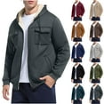thumbnail image 1 of Horkkom Fleece Jacket Men Winter Soft Zip Up Hoodie Casual Warm Sweatshirts with Pockets Hood Drawstring S, 1 of 5
