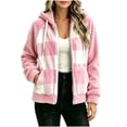 thumbnail image 1 of Horkkom Fleece Jacket Women Winter Zip Up Plaid Print Jacket Soft Warm Hooded Jacket with Pockets L, 1 of 6