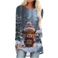 thumbnail image 1 of Horkkom Funny Christmas Shirts for Women Crew Neck Cute Graphic Blouses Loose Pullover Fall Tops L, Gifts for Women, 1 of 4
