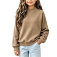 thumbnail image 1 of Horkkom Girls Sweatshirt Solid Color Teen Kids Mock Neck Pullover Sweatshirts Casual Loose Long Sleeve Tops 13-14 Years, 1 of 4