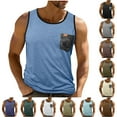 thumbnail image 1 of Horkkom Gym Tank Tops for Men Summer Workout Crew Neck Sleeveless Shirts with Pocket Color Block Tank Tops, Gifts for Men S, 1 of 10