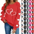 thumbnail image 1 of Horkkom Heart Sweatshirts for Women Valentines Day Crewneck Sweatshirts Long Sleeve Heart Print Pullover Sweatshirts XS, Gifts for Women, 1 of 9