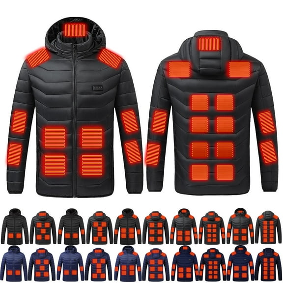 Horkkom Heated Hoodie for Men Women Rechargeable USB Waterproof Heated Jackets for Women Winter Coats with Detachable Hood Zipper Pockets, No Battery