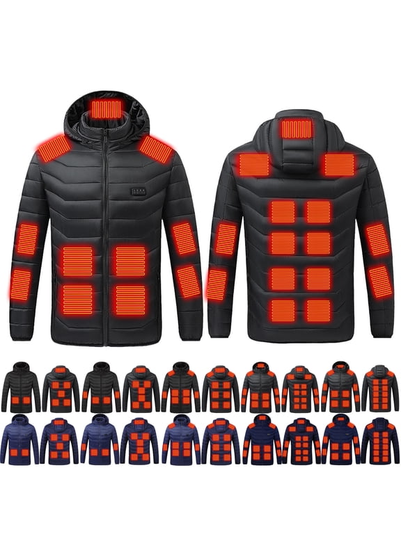 Heated Jackets for Men Women Rechargeable USB Waterproof Heated Coat Winter Jackets with Zipper Pockets, No Battery