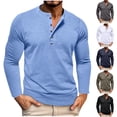 thumbnail image 1 of Horkkom Henley Shirts for Men Button Pullvoer Solid Color Long Sleeve Shirts Fall Casual Work Shirts S, Gifts for Men, 1 of 9