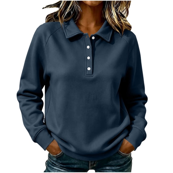Horkkom Henley Sweatshirts for Women Solid Color Pullover Long Sleeve Shirts Casual Loose Fall Sweatshirts XXL