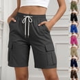 thumbnail image 1 of Horkkom Hiking Shorts Women Elastic Waist Drawstring Cargo Shorts Work Athletic Travel Shorts with Pockets XXL, 1 of 10