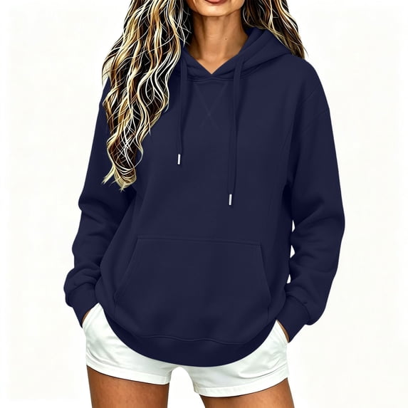Horkkom Hoodies for Women Casual Comfort Fall Sweatshirts Drawstring Loose Pullover Hoodie with Pockets M