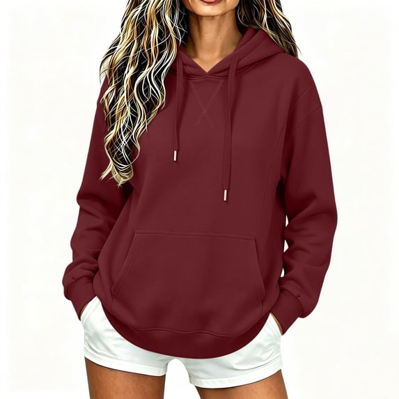 Horkkom Hoodies for Women Casual Comfort Fall Sweatshirts Drawstring Loose Pullover Hoodie with Pockets XL