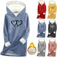 thumbnail image 1 of Horkkom Hoodies for Women Winter Pullover Soft Long Fleece Hoodies Heart Print Warm Sweatshirts XXL, 1 of 4