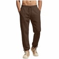thumbnail image 1 of Horkkom Linen Pants Men Straight Leg Solid Color Work Pants Office Business Casual Pants with Pockets, S-2XL, 1 of 6