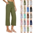 thumbnail image 1 of Horkkom Linen Pants Women Summer High Waisted Capris Pants Business Casual Dress Pants with Pockets L, 1 of 8