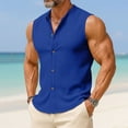 thumbnail image 1 of Horkkom Linen Shirts for Men Button Down Plain Sleeveless Shirts Basic Gym Vacation Casual Tank Top, S-3XL, 1 of 6