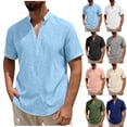 thumbnail image 1 of Horkkom Linen Shirts for Men Solid Color Button Short Sleeve Shirt Summer Beach Casual Shirts L, 1 of 8