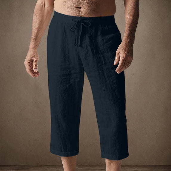 Horkkom Linen Shorts for Men Summer Solid Color Beach Shorts Vacation Loose Casual Shorts with Pockets, S-3XL