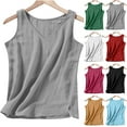 thumbnail image 1 of Horkkom Linen Tops for Women Fashion V Neck Solid Color Tank Tops Summer Casual Loose Sleeveless Tops XXL, 1 of 8