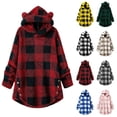thumbnail image 1 of Horkkom Long Fleece Hoodies for Women Fuzzy Warm Hoodies Pullover Casual Plaid Print Fleece Hoodie XXL, 1 of 4