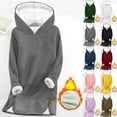 thumbnail image 1 of Horkkom Long Fleece Hoodies for Women Winter Pullover Soft Sweatshirts Solid Color Button Warm Fleece Hoodie M, 1 of 7