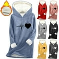 thumbnail image 1 of Horkkom Long Hoodies for Women Winter Pullover Soft Fleece Hoodie Heart Print Warm Sweatshirts M, 1 of 4
