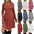 thumbnail image 1 of Horkkom Long Sleeve Sweater Dress for Women V Neck Solid Color Fall Dresses Casual Mini Knit Dress with Pockets XXL, 1 of 10