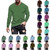 Horkkom Long Sleeve T Shirt Men Plus Size Solid Color Crewneck Tee Shirts Casual Comfy Lightweight Undershirts, Gifts for Men