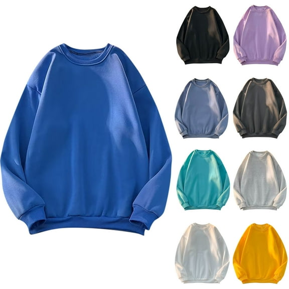 Horkkom Mens Crewneck Sweatshirts Long Sleeve Solid Color Sweatshirt Fall Casual Pullover Sweatshirts XL, Gifts for Men