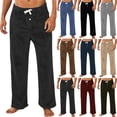thumbnail image 1 of Horkkom Mens Fleece Pajama Pants Fuzzy Button Elastic Waist Drawstring Sleep Pants Soft Comfy Pajama Pants L, 1 of 7
