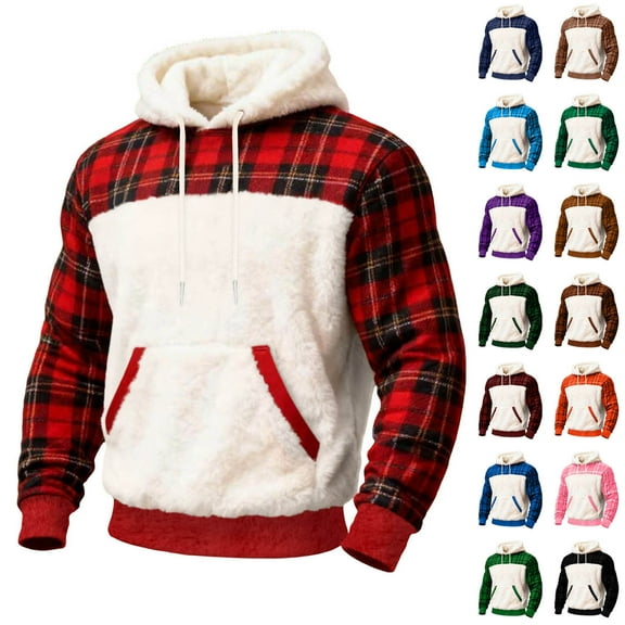Horkkom Mens Hoodies Pullover Fleece Fuzzy Sweatshirts Winter Warm Hoodies with Pocket Drawstring S
