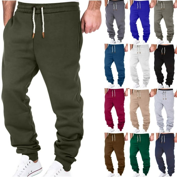 Horkkom Mens Joggers with Pockets Elastic Waist Drawstring Sweatpants Casual Fleece Pants L, Gifts for Men