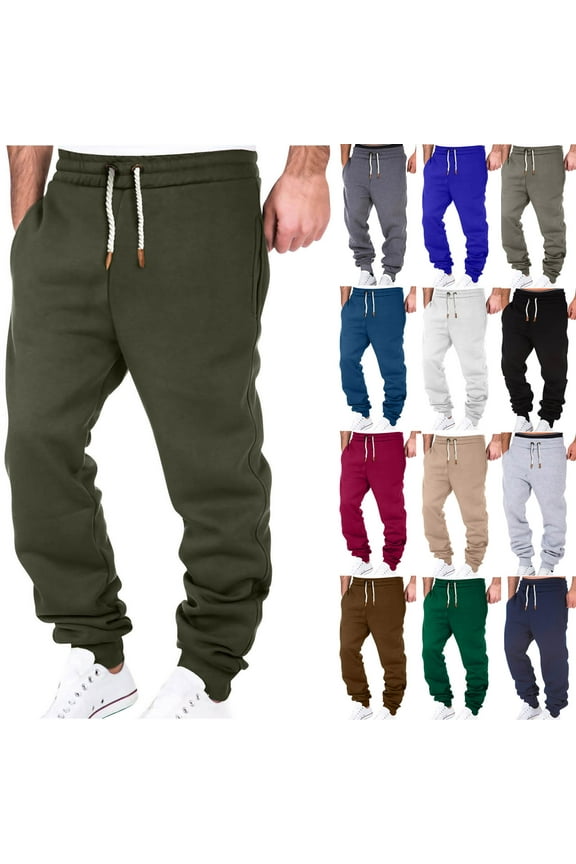 Mens Joggers with Pockets Elastic Waist Drawstring Sweatpants Casual Fleece Pants XL, Gifts for Men