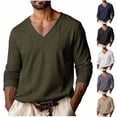 thumbnail image 1 of Horkkom Mens Long Sleeve Tee Shirts Solid Color V Neck T Shirt Casual Loose Workout Athletic Shirts XXL, 1 of 7