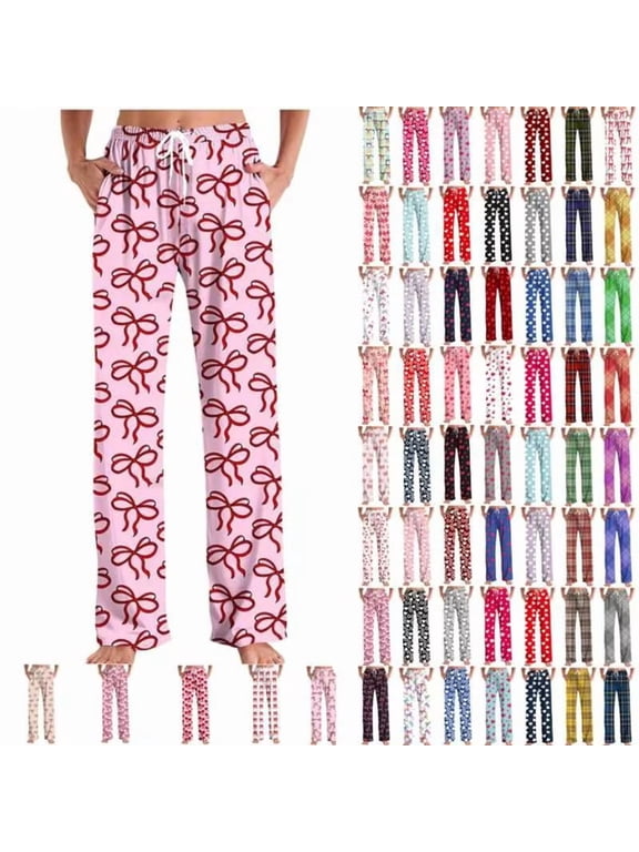Mens Pajama Pants Unisex Women Elastic Waist Casual Comfy Bottoms Loose Spring Fall Pajamas Sleepwear Full Length Pants with Pockets XXL
