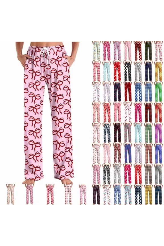 Mens Pajama Pants Unisex Women Elastic Waist Casual Comfy Bottoms Loose Spring Fall Pajamas Sleepwear Full Length Pants with Pockets XXL