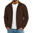 thumbnail image 1 of Horkkom Mens Zip Up Sweatshirt Solid Color Mock Neck Loose Sweatshirt Fashion Casual Fall Jackets with Pockets L, 1 of 8