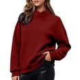 thumbnail image 1 of Horkkom Mock Neck Sweatshirt Solid Color Casual Long Sleeve Tops Oversized Pullover Fall Sweatshirt XL, 1 of 6