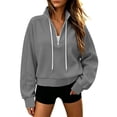 thumbnail image 1 of Horkkom Mock Neck Sweatshirt for Women Casual Trendy Drawstring Tops Quarter Zip Pullover Fall Sweatshirts L, 1 of 8