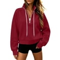 thumbnail image 1 of Horkkom Mock Neck Sweatshirt for Women Casual Trendy Drawstring Tops Quarter Zip Pullover Fall Sweatshirts XXL, 1 of 8