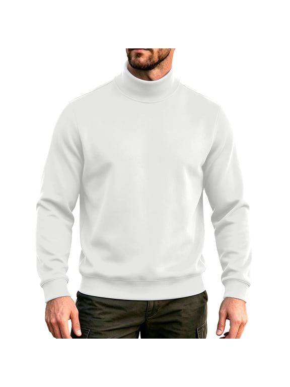 Mock Neck T Shirts for Men Solid Color Pullover Long Sleeve Shirts Casual Warm Fall Shirts L, Gifts for Men