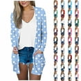 thumbnail image 1 of Horkkom Open Front Cardigan for Women Long Sleeve Thin Cardigans Casual Polka Print Lightweight Jacket with Pockets, Gifts for Women S, 1 of 6
