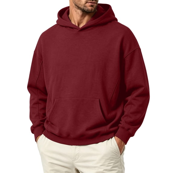 Horkkom Oversized Hoodies for Men Solid Color Pullover Basic Hoodies Casual Fashion Fall Hoodies with Pockets XXL